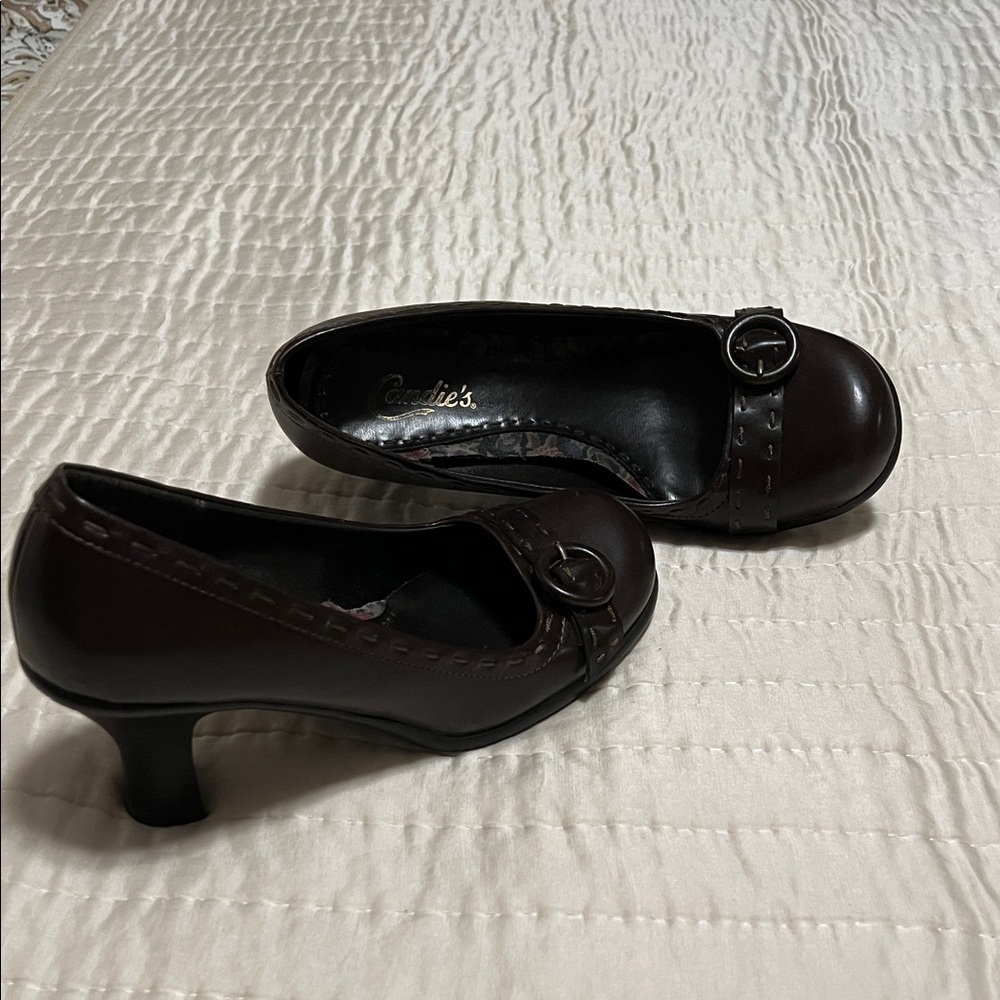 Candie's Dark Brown Heeled Pumps
